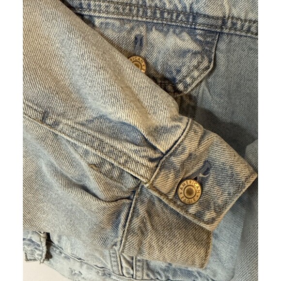 American Eagle AE Denim Jean Jacket Womens Size XS Cropped Distressed Y2K Grunge - Picture 4 of 11